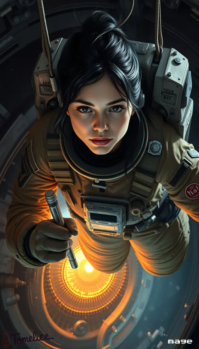 Space traveler in a glowing tunnel — Space traveler in a glowing tunnel. An imaginative character study with distinctive materials, expressive posture and cinematic lighting.…