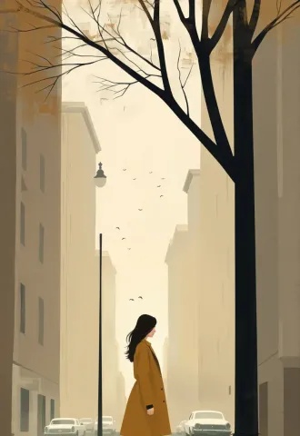 Minimal golden street illustration — Minimal golden street illustration. Expressive illustration, harmonious colors, a clear focal point and carefully arranged details. Create a…