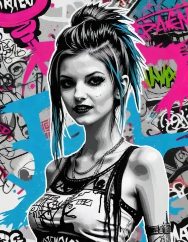 Punk portrait collage — Punk portrait collage. Expressive illustration, harmonious colors, a clear focal point and carefully arranged details. Create a new interpretation…