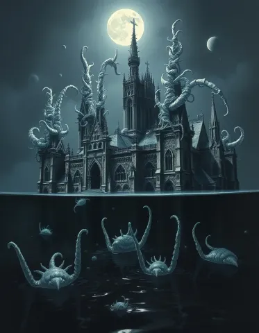 Moonlit underwater castle — Moonlit underwater castle. An atmospheric environment with layered depth, coherent lighting and rich environmental detail. Create a new…