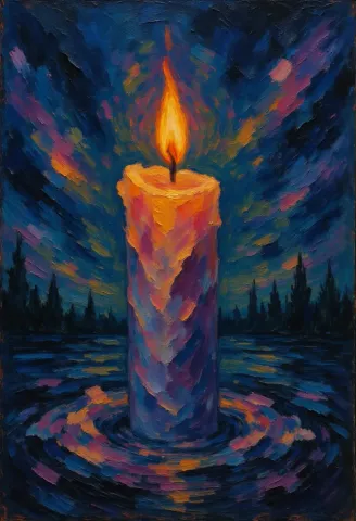 Colorful candle impasto painting — Colorful candle impasto painting. Expressive illustration, harmonious colors, a clear focal point and carefully arranged details. Create a new…