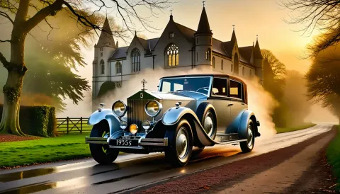 Classic car beside a country manor — Classic car beside a country manor. A carefully composed still life with clear material textures, controlled lighting and a clean focal…