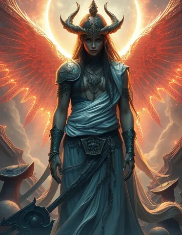 Horned celestial guardian — Horned celestial guardian. An imaginative character study with distinctive materials, expressive posture and cinematic lighting. Create a new…
