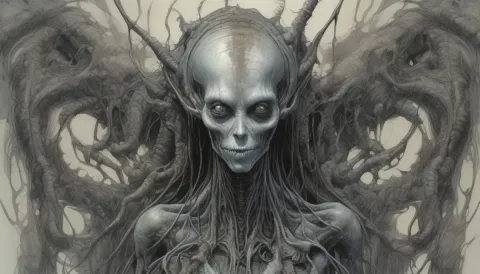 Graphite forest spirit portrait — Graphite forest spirit portrait. Expressive illustration, harmonious colors, a clear focal point and carefully arranged details. Create a new…