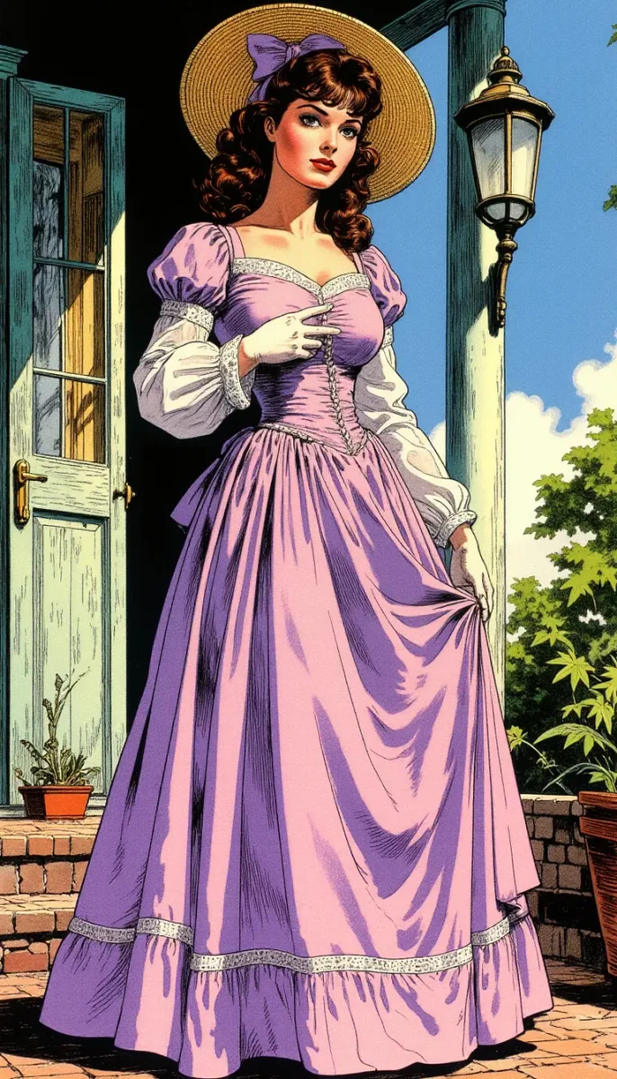 Lavender Victorian fashion painting — Lavender Victorian fashion painting. Expressive illustration, harmonious colors, a clear focal point and carefully arranged details. Create…