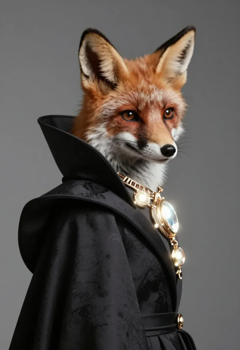 Fox in a black cloak