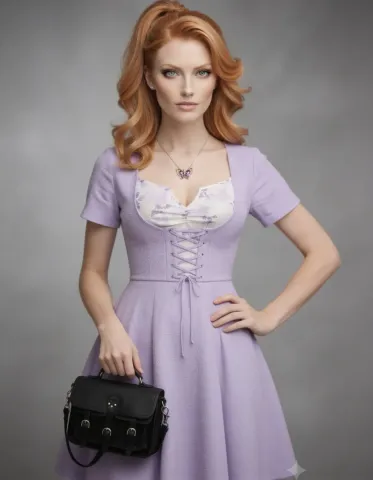 Lavender vintage dress portrait — Lavender vintage dress portrait. Natural photographic detail, balanced composition, expressive light and clear subject separation. Create a new…