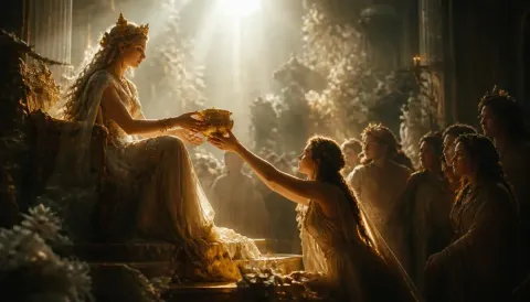 Golden woodland coronation — Golden woodland coronation. Expressive illustration, harmonious colors, a clear focal point and carefully arranged details. Create a new…