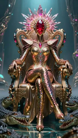 Jeweled octopus throne — Jeweled octopus throne. Expressive illustration, harmonious colors, a clear focal point and carefully arranged details. Create a new interpretation…