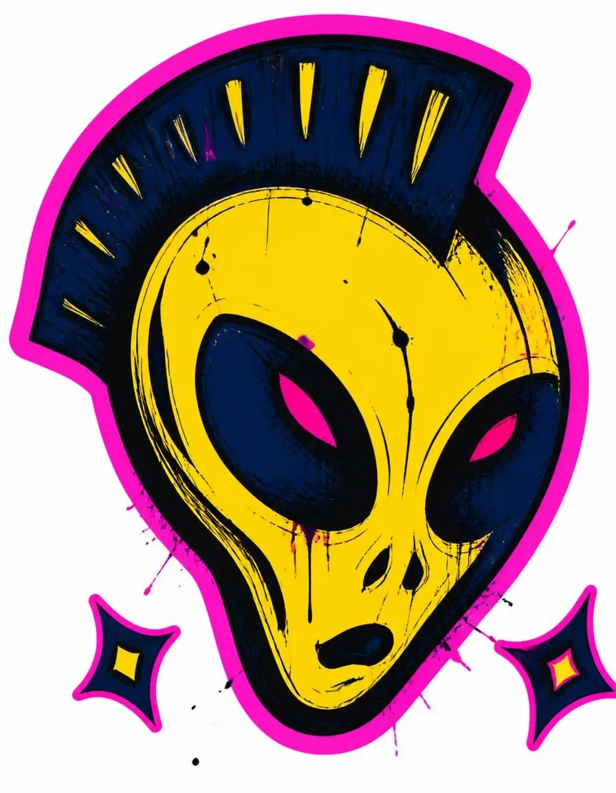 Yellow alien punk graphic — Yellow alien punk graphic. Expressive illustration, harmonious colors, a clear focal point and carefully arranged details. Create a new…