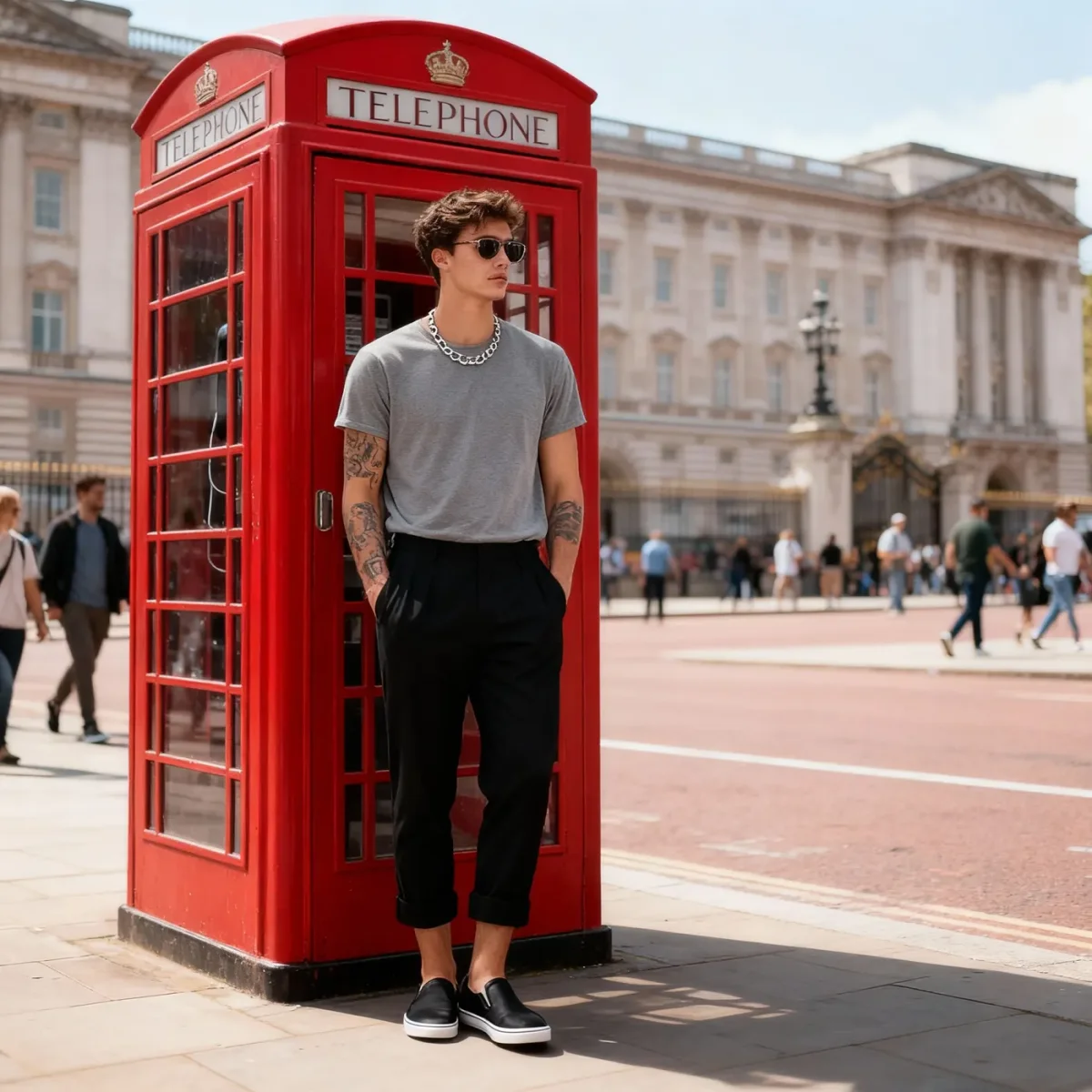 Red telephone box city portrait — Red telephone box city portrait. Natural photographic detail, balanced composition, expressive light and clear subject separation. Create a new…