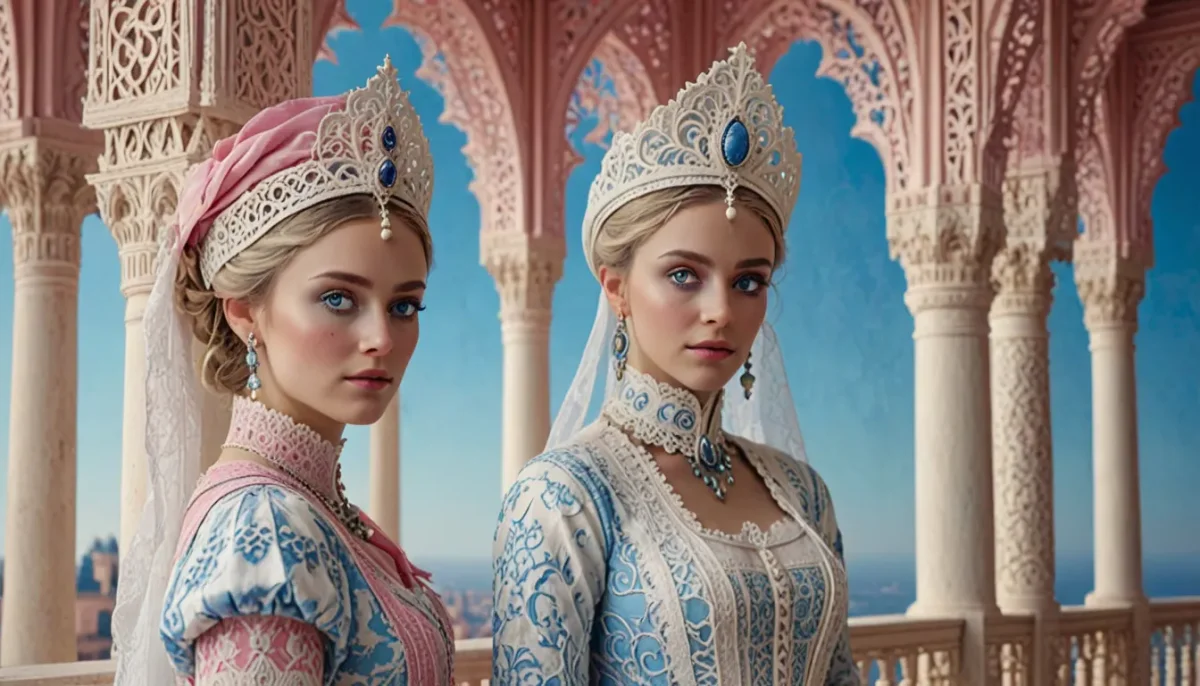 Ornate embroidered court costumes — Ornate embroidered court costumes. Natural photographic detail, balanced composition, expressive light and clear subject separation. Create a…