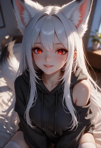 Silver haired fox ear portrait — Silver haired fox ear portrait. Expressive illustration, harmonious colors, a clear focal point and carefully arranged details. Create a new…