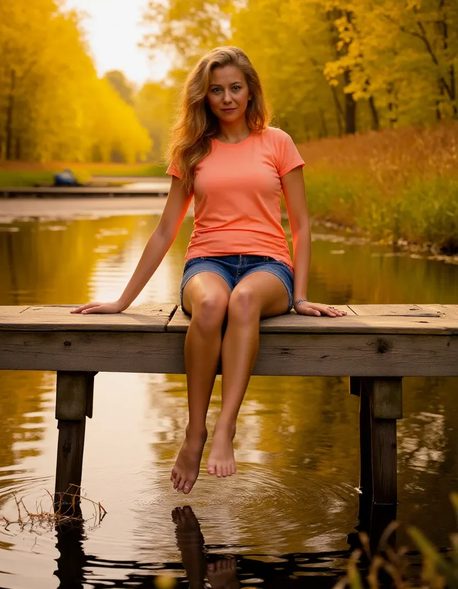 Autumn lake dock portrait — Autumn lake dock portrait. Natural photographic detail, balanced composition, expressive light and clear subject separation. Create a new…