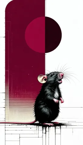 Black mouse and red geometric shapes — Black mouse and red geometric shapes. Expressive illustration, harmonious colors, a clear focal point and carefully arranged details.…