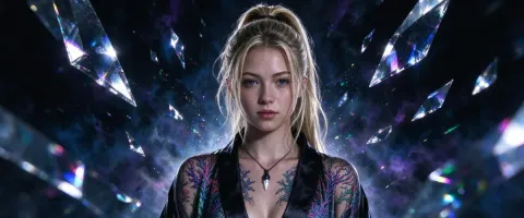 Crystal reflections fantasy portrait — Crystal reflections fantasy portrait. An imaginative character study with distinctive materials, expressive posture and cinematic lighting.…