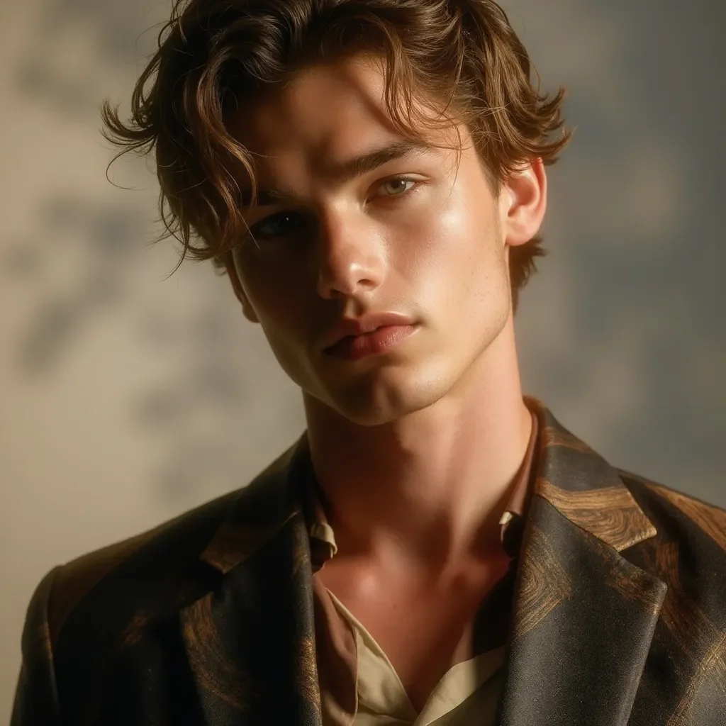 Warm light menswear portrait — Warm light menswear portrait. Natural photographic detail, balanced composition, expressive light and clear subject separation. Create a new…