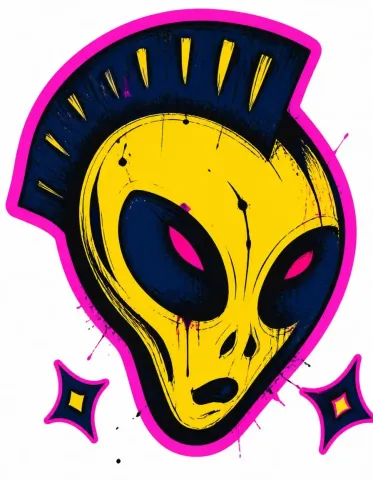 Yellow alien punk graphic — Yellow alien punk graphic. Expressive illustration, harmonious colors, a clear focal point and carefully arranged details. Create a new…
