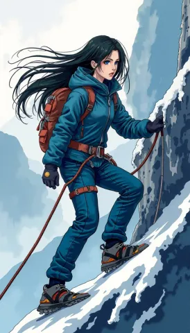 Illustrated winter mountaineer — Illustrated winter mountaineer. Expressive illustration, harmonious colors, a clear focal point and carefully arranged details. Create a new…