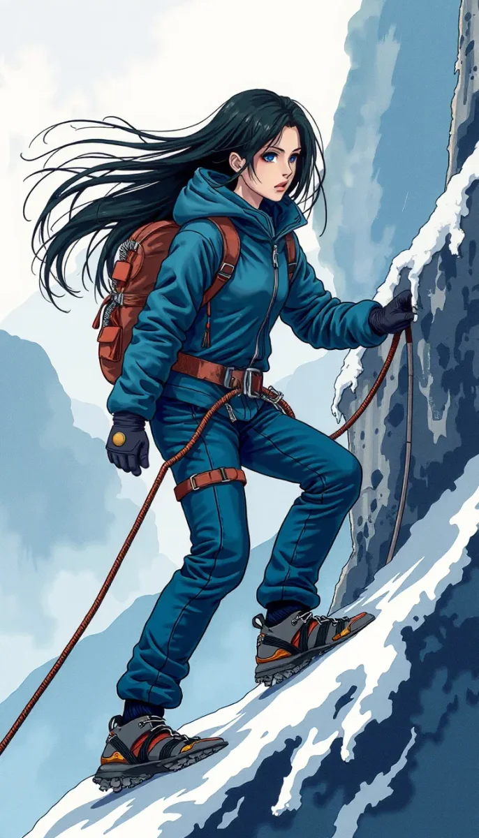 Illustrated winter mountaineer — Illustrated winter mountaineer. Expressive illustration, harmonious colors, a clear focal point and carefully arranged details. Create a new…