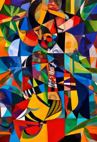 Colorful cubist musician — Colorful cubist musician. Expressive illustration, harmonious colors, a clear focal point and carefully arranged details. Create a new interpretation…