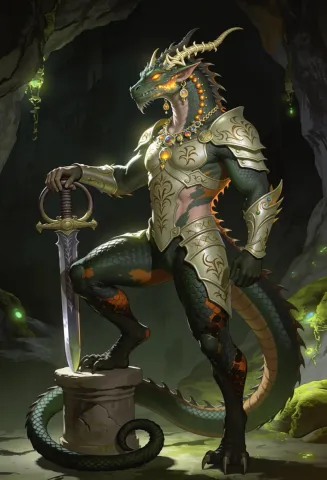 Golden armored dragon knight — Golden armored dragon knight. An imaginative character study with distinctive materials, expressive posture and cinematic lighting. Create a new…