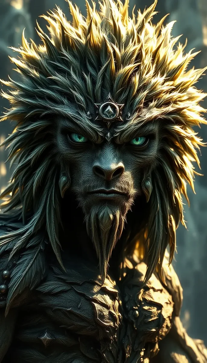 Golden fur fantasy guardian — Golden fur fantasy guardian. An imaginative character study with distinctive materials, expressive posture and cinematic lighting. Create a new…
