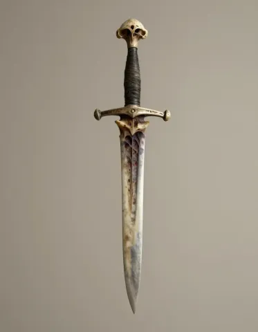 Ornate fantasy dagger study — Ornate fantasy dagger study. A carefully composed still life with clear material textures, controlled lighting and a clean focal point. Create a new…