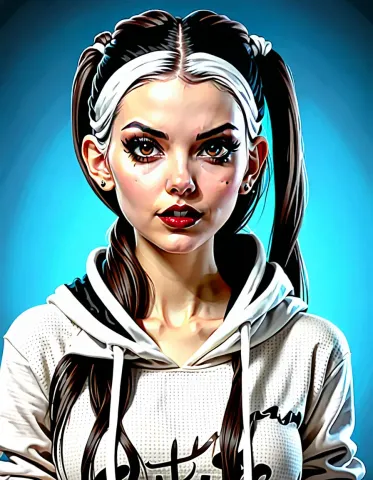 Graphic hoodie portrait — Graphic hoodie portrait. Expressive illustration, harmonious colors, a clear focal point and carefully arranged details. Create a new interpretation…