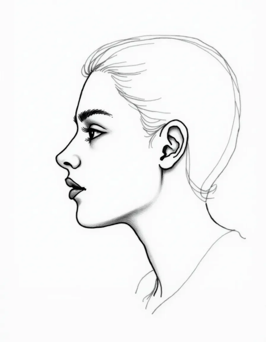 Minimal profile line drawing — Minimal profile line drawing. Expressive illustration, harmonious colors, a clear focal point and carefully arranged details. Create a new…