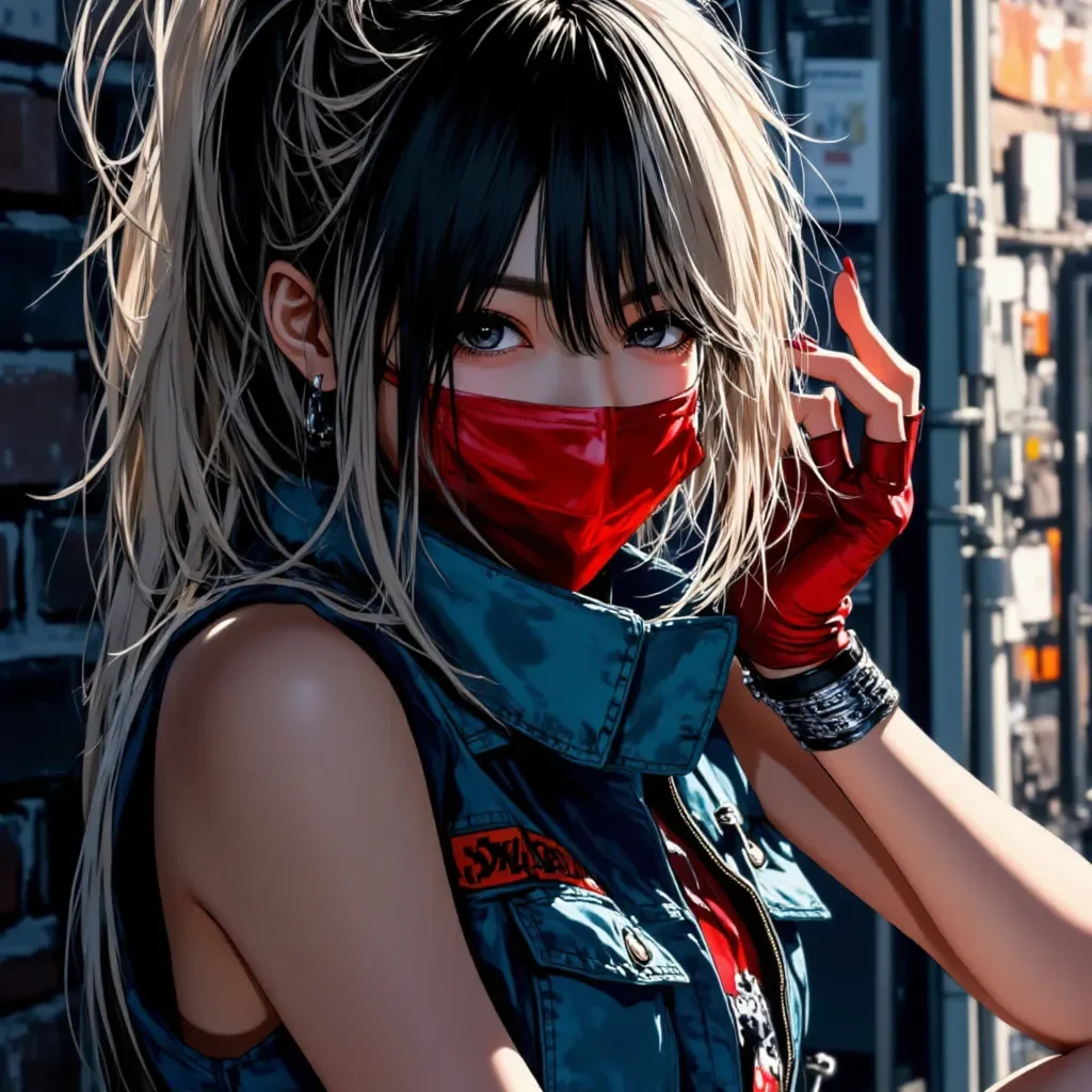 Red masked urban illustration — Red masked urban illustration. Expressive illustration, harmonious colors, a clear focal point and carefully arranged details. Create a new…