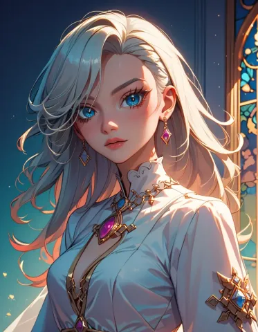 Blue and gold illustrated portrait — Blue and gold illustrated portrait. Expressive illustration, harmonious colors, a clear focal point and carefully arranged details. Create a…