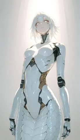 White android in a shaft of light — White android in a shaft of light. An imaginative character study with distinctive materials, expressive posture and cinematic lighting.…