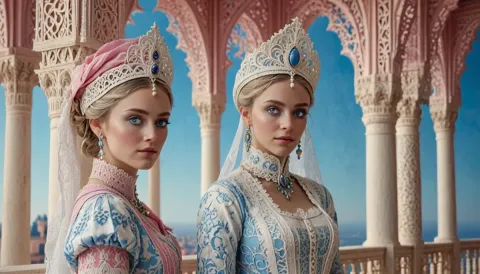 Ornate embroidered court costumes — Ornate embroidered court costumes. Natural photographic detail, balanced composition, expressive light and clear subject separation. Create a…