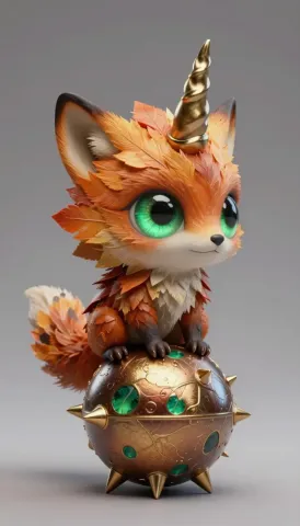 Tiny unicorn fox figurine — Tiny unicorn fox figurine. An imaginative character study with distinctive materials, expressive posture and cinematic lighting. Create a new…
