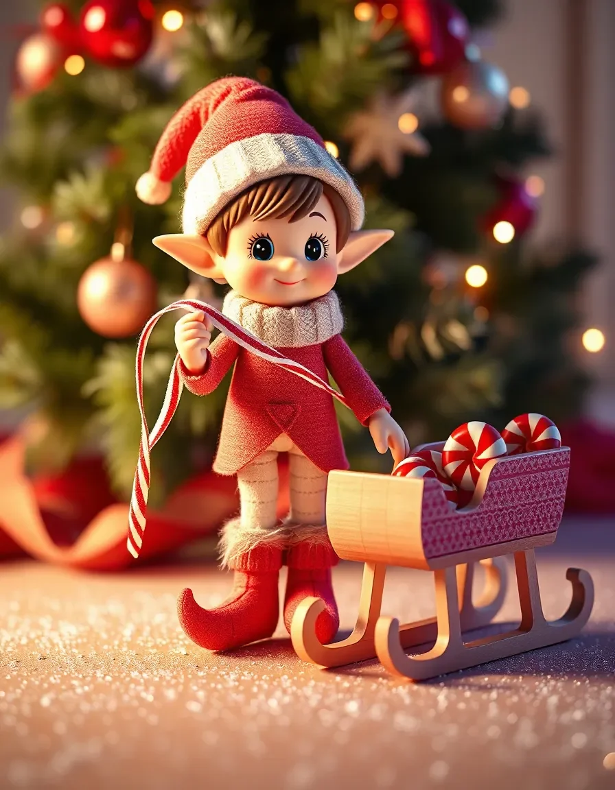 Christmas elf and a gift sled — Christmas elf and a gift sled. Expressive illustration, harmonious colors, a clear focal point and carefully arranged details. Create a new…