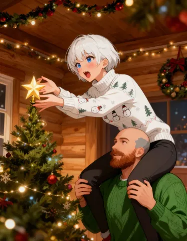 Family decorating a Christmas tree — Family decorating a Christmas tree. Expressive illustration, harmonious colors, a clear focal point and carefully arranged details. Create a…