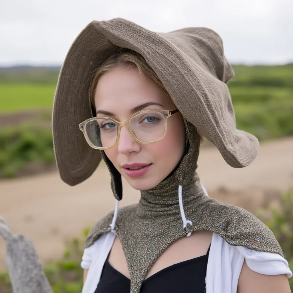 Whimsical broad hat portrait — Whimsical broad hat portrait. Natural photographic detail, balanced composition, expressive light and clear subject separation. Create a new…