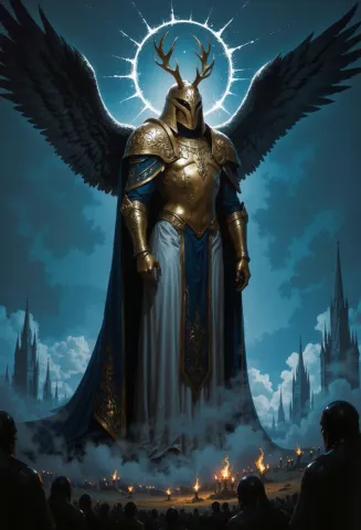 Winged golden guardian — Winged golden guardian. An imaginative character study with distinctive materials, expressive posture and cinematic lighting. Create a new…