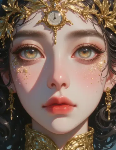 Jeweled fantasy eye portrait — Jeweled fantasy eye portrait. Expressive illustration, harmonious colors, a clear focal point and carefully arranged details. Create a new…