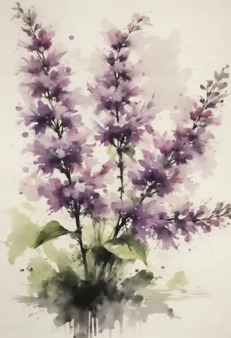 Watercolor purple blossoms — Watercolor purple blossoms. Expressive illustration, harmonious colors, a clear focal point and carefully arranged details. Create a new…