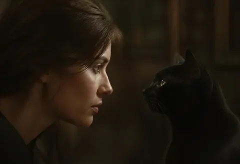 Close encounter with a black cat — Close encounter with a black cat. Natural photographic detail, balanced composition, expressive light and clear subject separation. Create a…