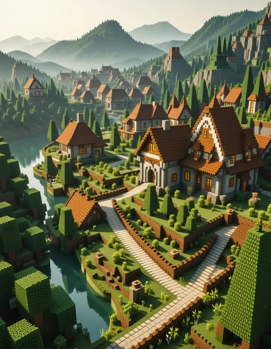 Low poly mountain village — Low poly mountain village. An atmospheric environment with layered depth, coherent lighting and rich environmental detail. Create a new…