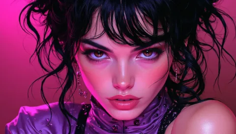Magenta light illustrated portrait — Magenta light illustrated portrait. Expressive illustration, harmonious colors, a clear focal point and carefully arranged details. Create a…