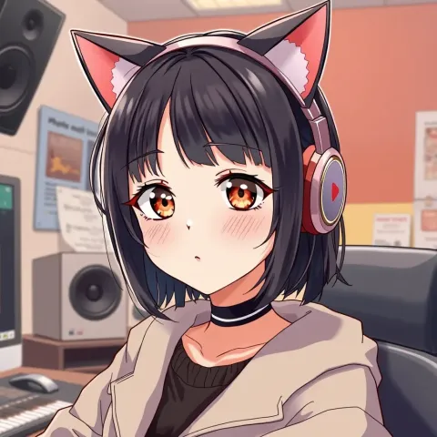 Cat ear headphones illustration — Cat ear headphones illustration. Expressive illustration, harmonious colors, a clear focal point and carefully arranged details. Create a new…