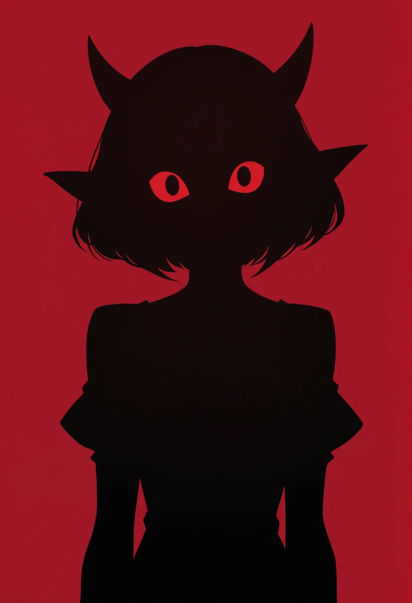 Red and black horned silhouette — Red and black horned silhouette. Expressive illustration, harmonious colors, a clear focal point and carefully arranged details. Create a new…