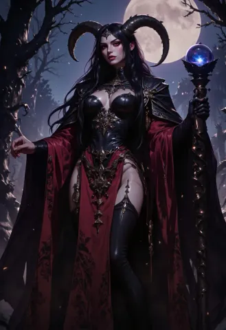 Horned fantasy sorceress — Horned fantasy sorceress. An imaginative character study with distinctive materials, expressive posture and cinematic lighting. Create a new…