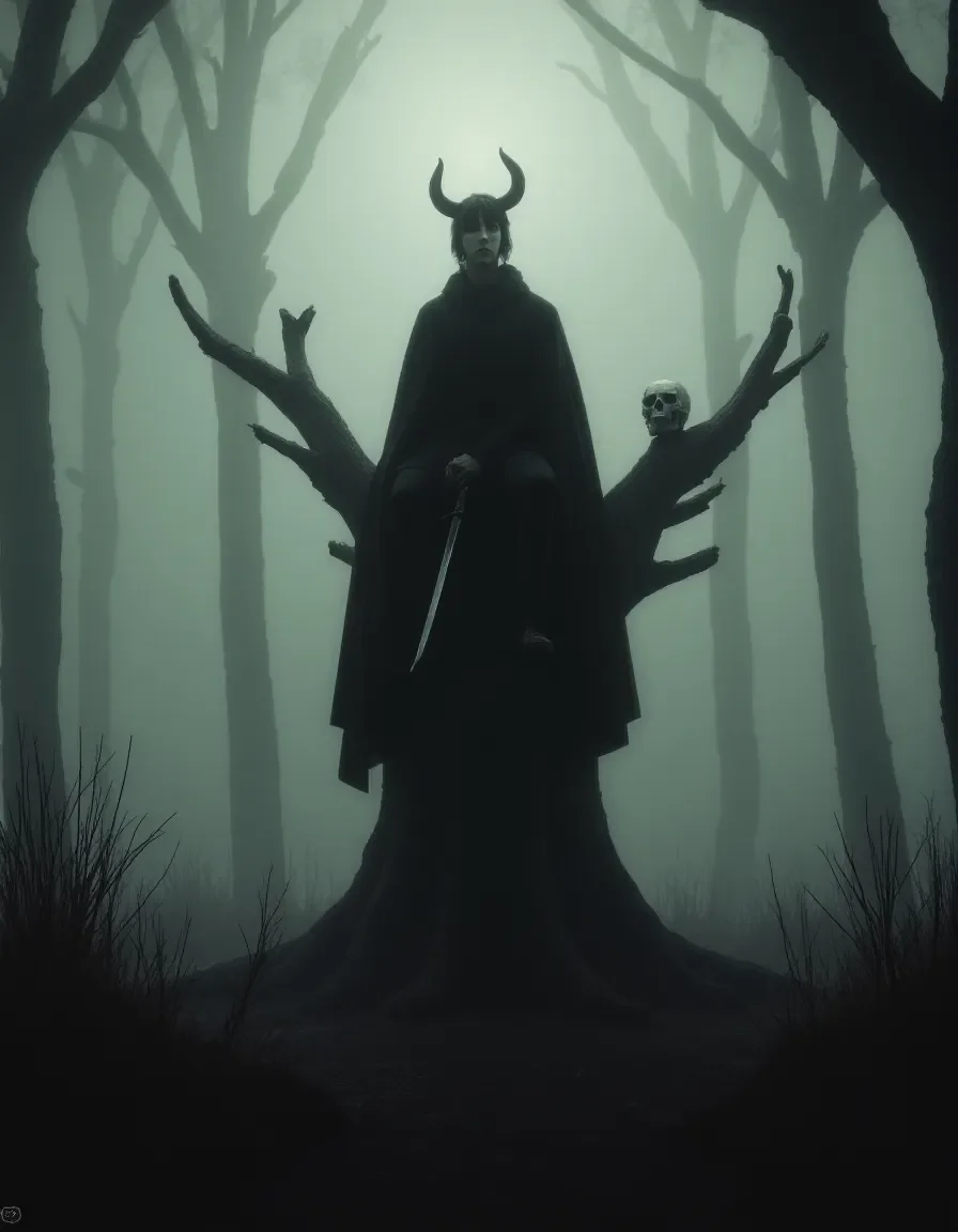 Antlered silhouette in fog — Antlered silhouette in fog. Expressive illustration, harmonious colors, a clear focal point and carefully arranged details. Create a new…