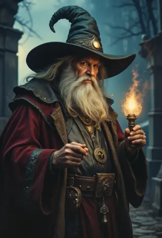 Wizard holding a candle — Wizard holding a candle. An imaginative character study with distinctive materials, expressive posture and cinematic lighting. Create a new…