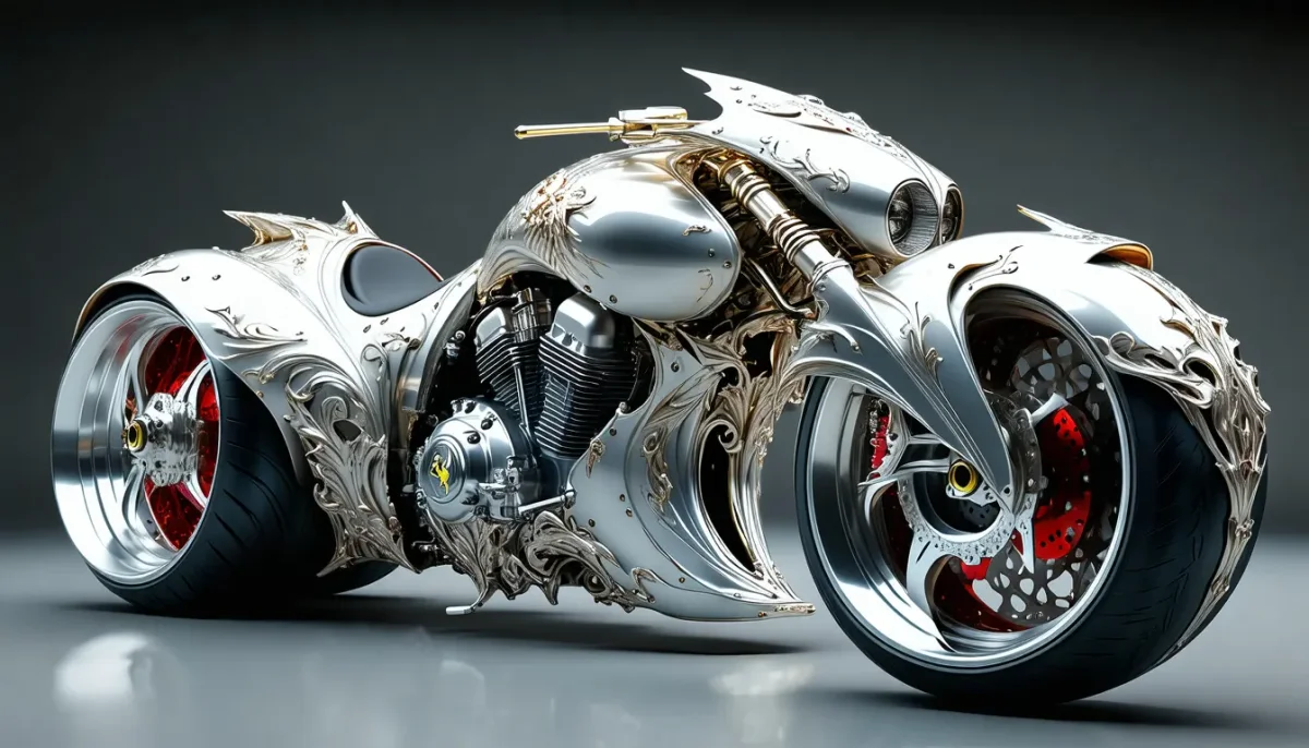 Chrome fantasy motorcycle — Chrome fantasy motorcycle. A carefully composed still life with clear material textures, controlled lighting and a clean focal point. Create a new…